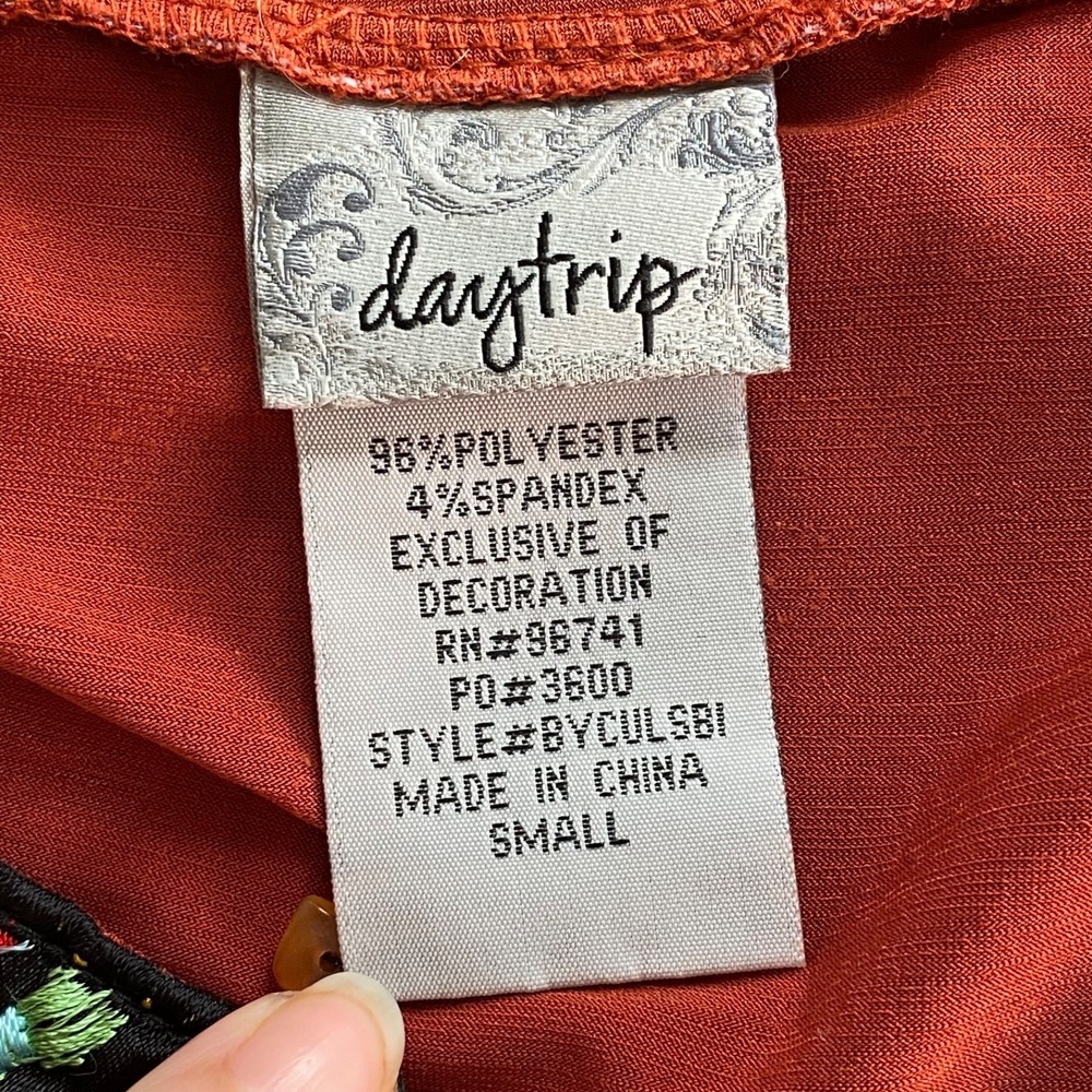 Daytrip Womens‎ Y2K Babydoll Top Size S Beaded Tie Back Grunge Indie Sleaze Boho - Picture 8 of 10